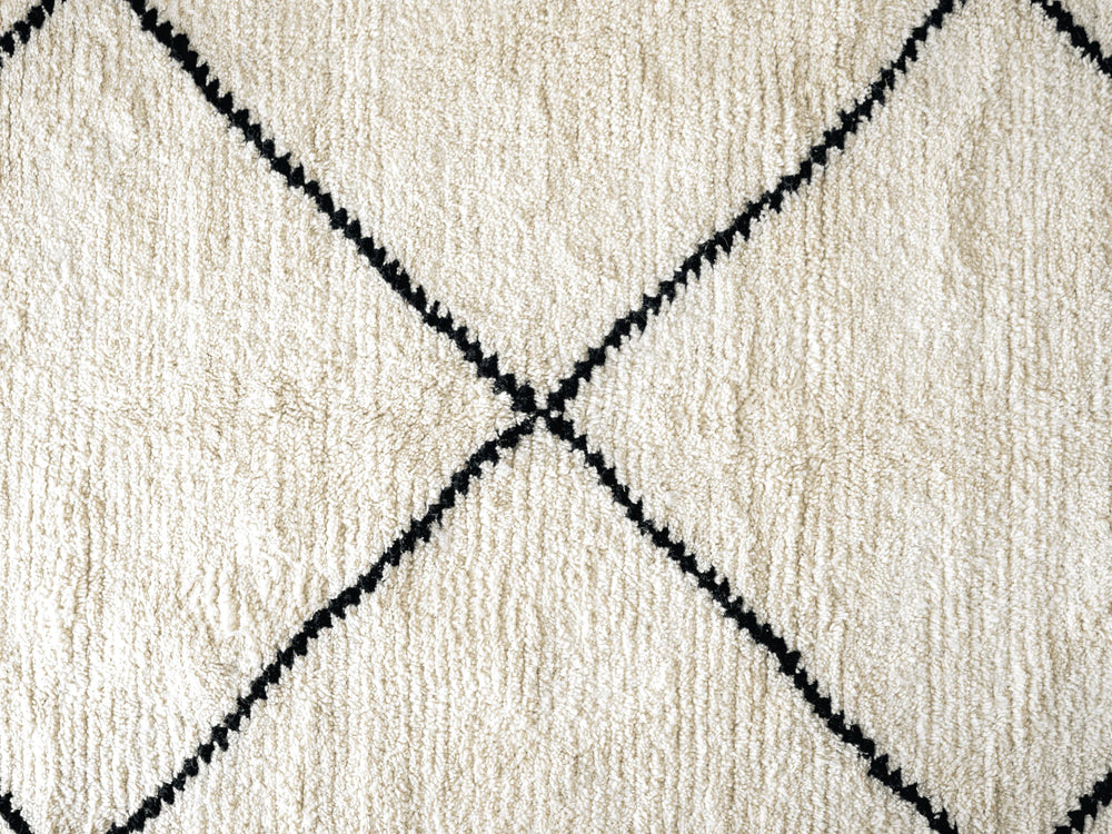 Authentic handmade berber rug cream with black diamonds